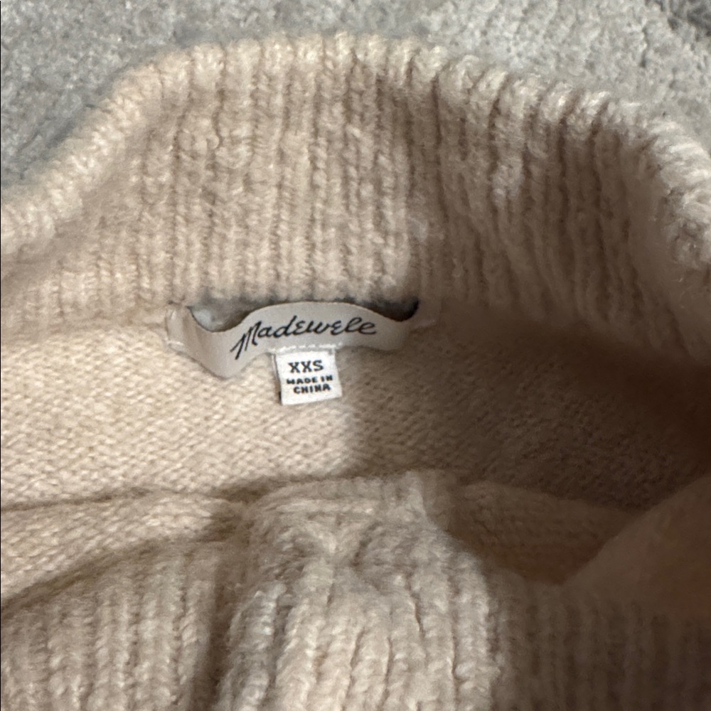 Madewell Cream Turtleneck Sweater with Black Buttons - Picture 2 of 2
